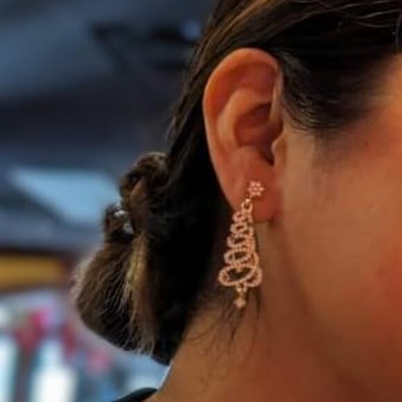 Neiman Marcus Rhinestone Light Luxury Christmas Tree Tassel Earrings - Picture 2 of 6